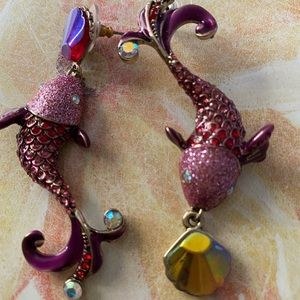 Betsy Johnson pink Koi fish earrings.